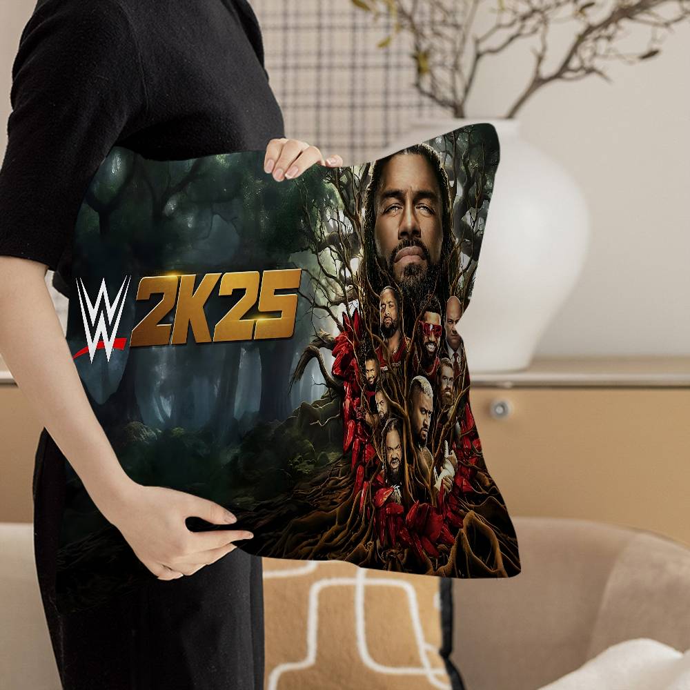 W-W-W-ES W-WrestlingS StarS Pillow Covers Cartoon Sofa Decorative Home Double-sided Printing Short Plush Cute Cushion Cover