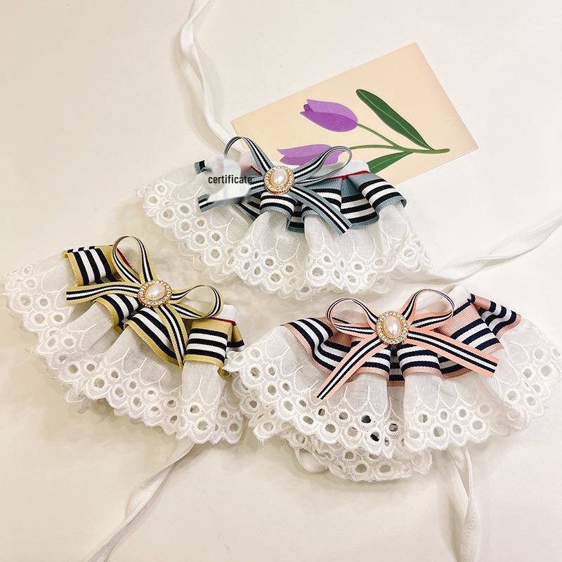Cat & Dog College-Style Bow Lace Collar Scarf