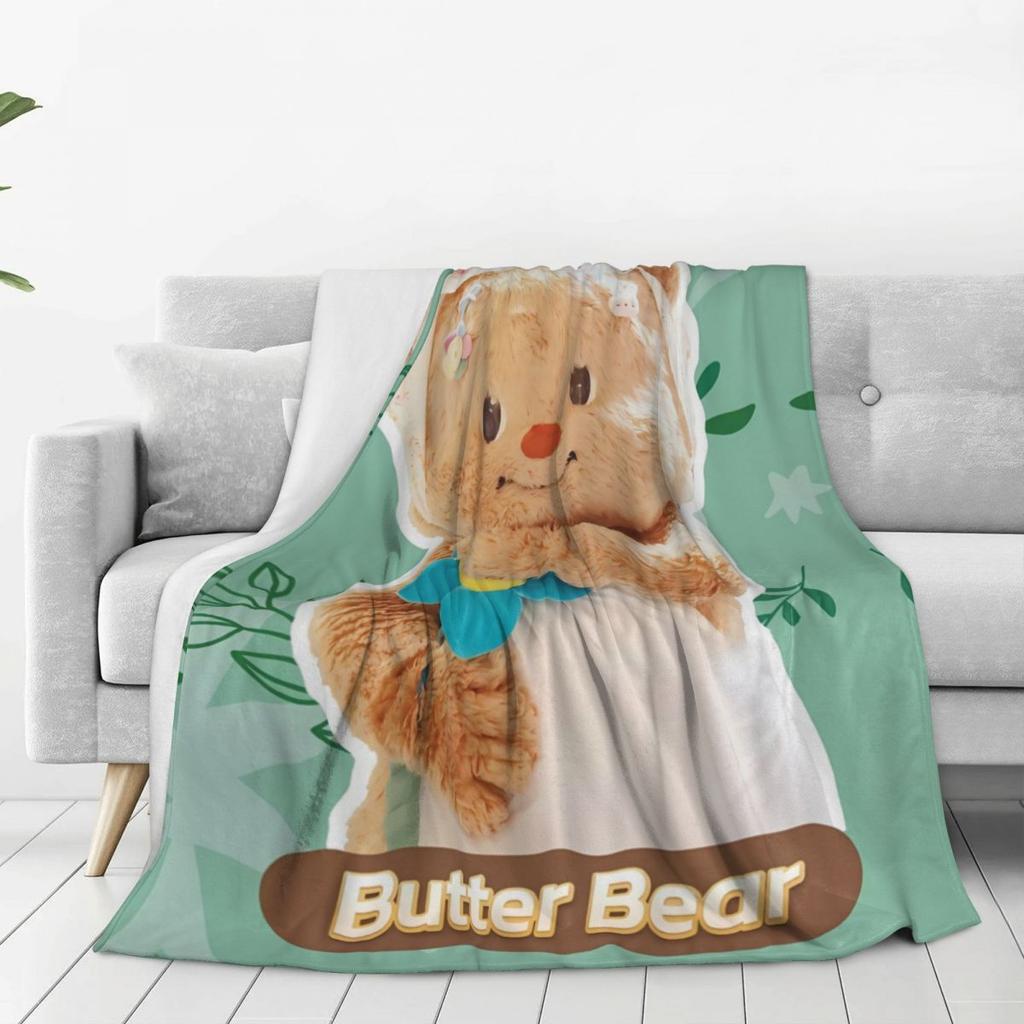 ButterBear Flowers Warm Soft Blankets Decorative Plush Throw Blanket Funny Outdoor Flannel Bedspread Sofa Bed Cover