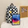 Plaid Cat Print Nylon Schoolbag Large Capacity Backpack High School Student Backpack