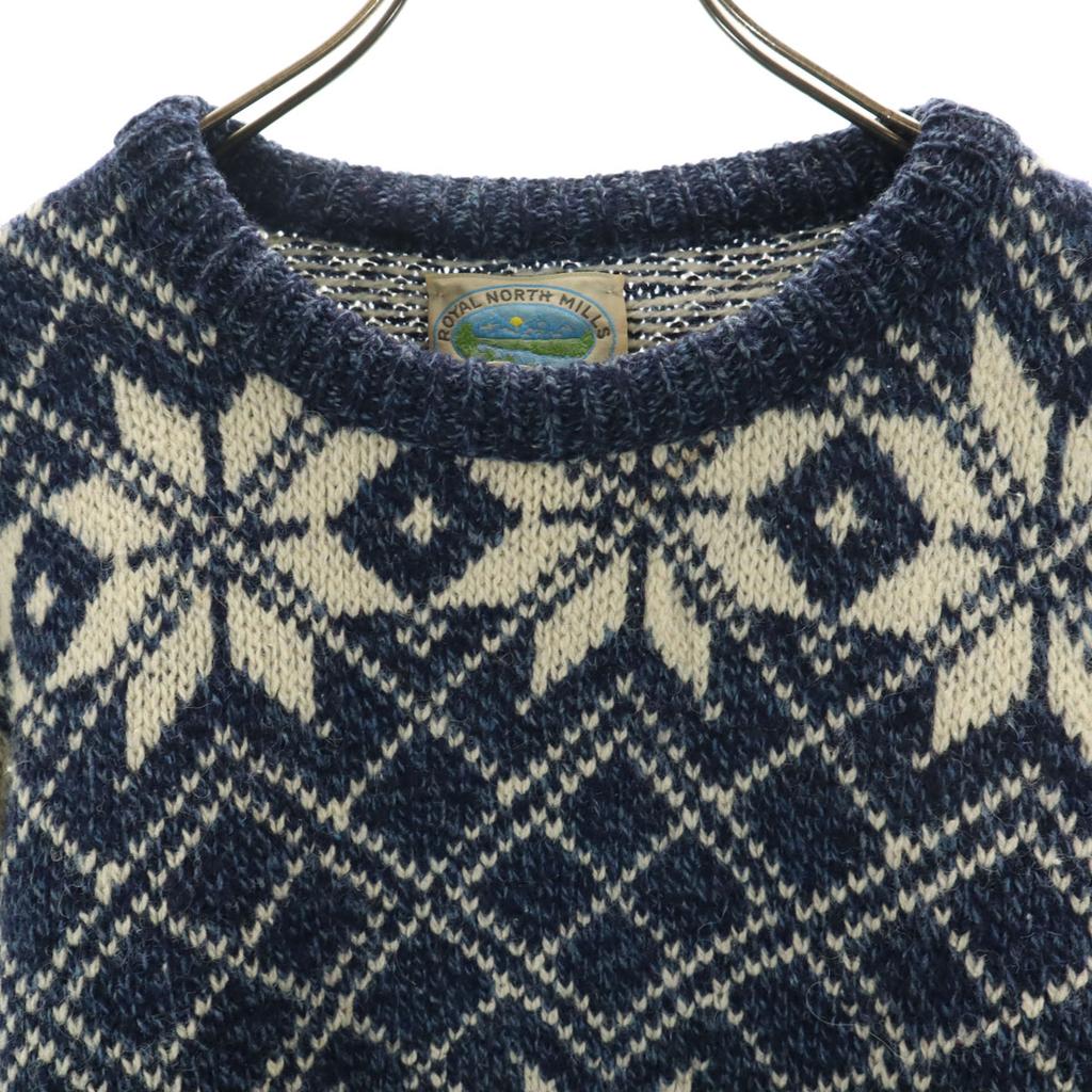 ROYAL NORTH MILLS OUTFITTERS 80s 90s Made In USA Old Nordic Pattern Long Sleeve Sweater Men's Used