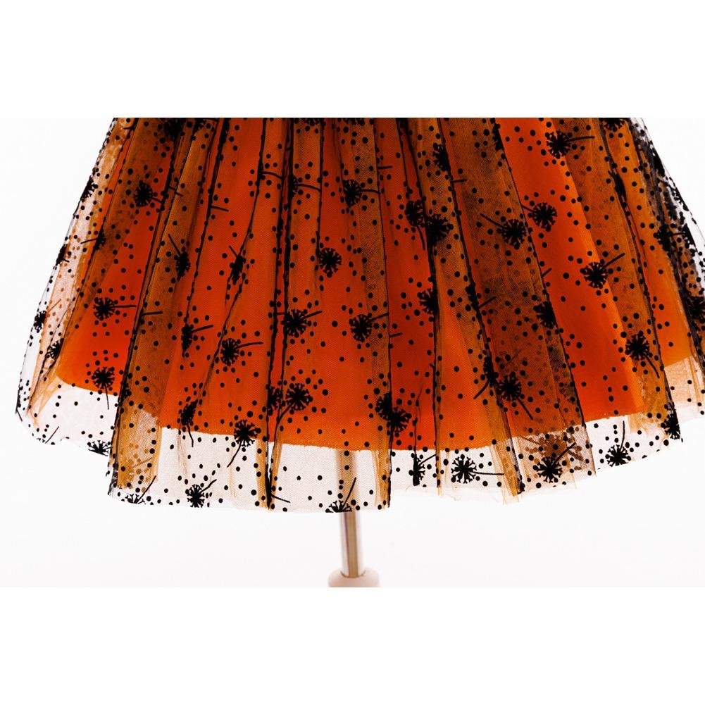 Halloween Bedrucktes Mesh-Kleid Kleid Hexenhut Pompon Dreiteiliges Set Mädchenkleid 936 Lieblingskleid für kleine Mädchen Kleider