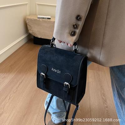 British Retro Backpack Bag Women's New Fashion Student Backpack Large Capacity Shoulder Crossbody Handbag