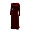 Herbst/Winter Samt Langkleid Rundhalsausschnitt Langarm Große Präsentation Elegantes Samtkleid