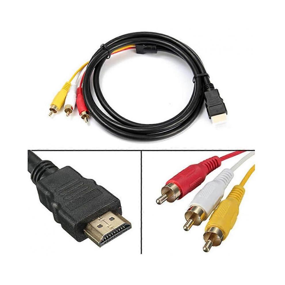 HDMI to RCA Cable 1080P HDMI Male to 3 RCA S-Video AV Audio Cable Cord Adapter for TV HDTV DVD
