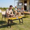 Portable BBQ Grill, Foldable Charcoal Grill for Camping and Picnics with 2 Side Shelves and Handle, Yellow