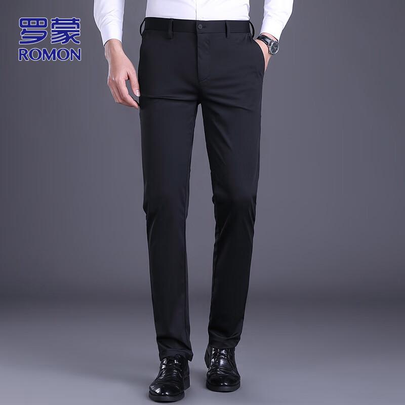 ROMON Men's Autumn/Winter Straight Fit Business Casual Pants