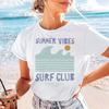 Surf Club Fashion Printed Casual T-Shirt Women's Street Summer Cartoon Pattern T-Shirt Beach Vacation Women's Top Clothing