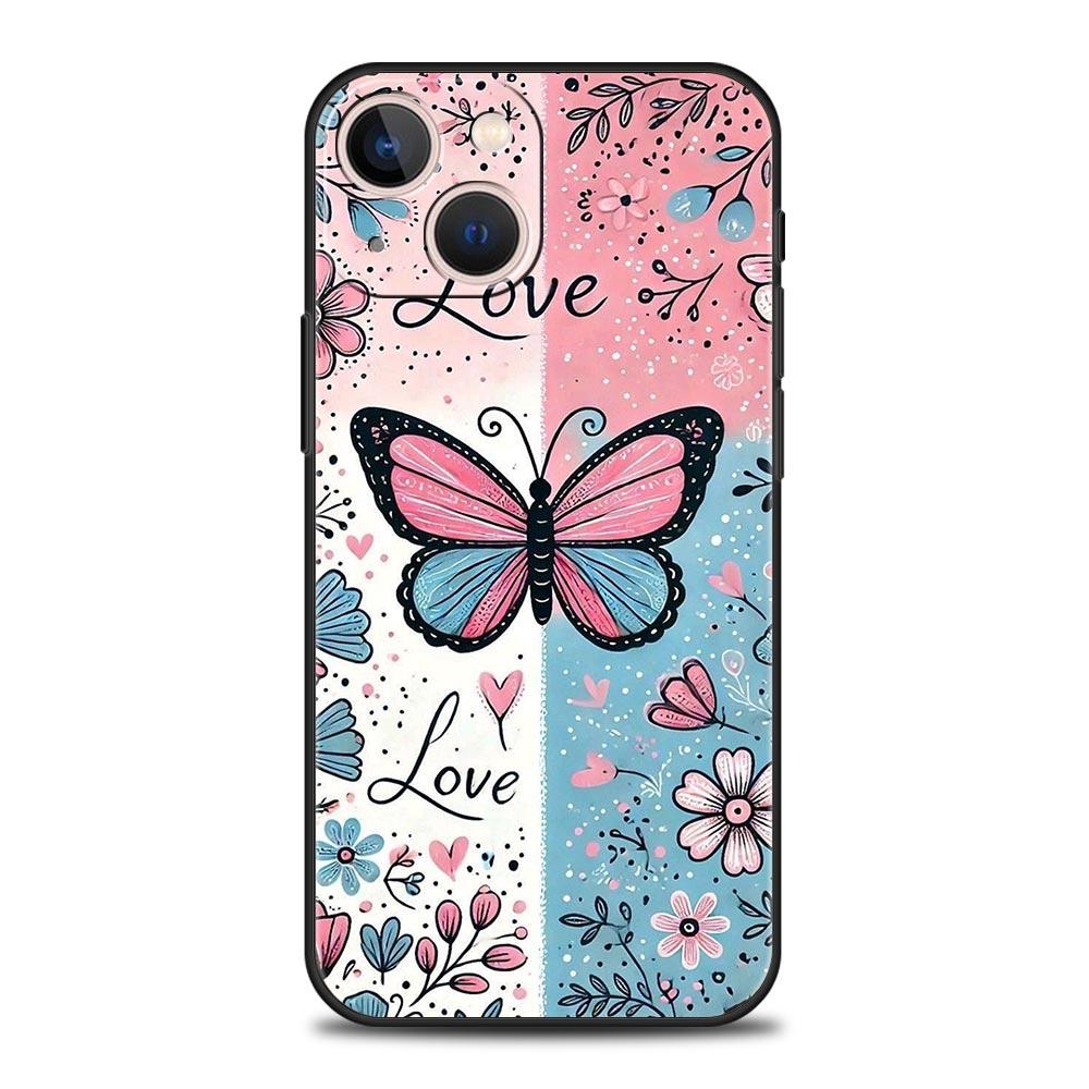 Fashionable Butterfly Flower Pattern Phone Case Cover for iPhone 17 16 15 14 13 12 11 Pro Max 17 Air Plus Soft TPU Shell Fundas