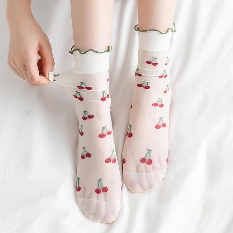 5 Paar Atmungsaktive Ultra Dünne Socken Sommer Damen Transparent Spitze Seide Kristall Rose Blume Mädchen Elastische Kurze Socken Damen Socken