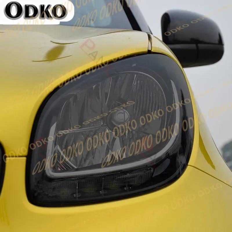 Car Headlight Protective Film Smoked Black Tint Wrap Vinyl Transparent Sticker TPU Sticker For Smart Fortwo 453 2016-Present