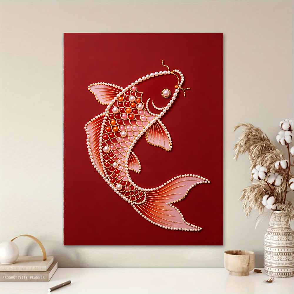 5D DIY Pearl Diamond Painting Kit Koi Fish Full Drill Embroidery Mosaic Art Home Wall Decor Gift