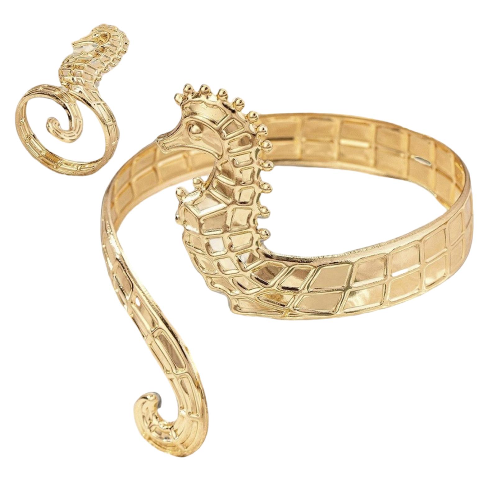 

Seahorse Bracelet and Ring Fashionable Women s Jewelry Set Beach Vacation Accessory Everyday Wear Animal Accessories