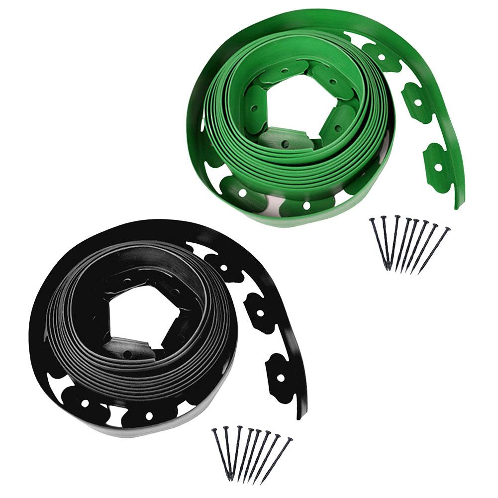 5M/10M Fixed Garden Barrier Lawn Grass Plastic Landscape Edging with Anchoring Spikes Garden Edging Border Kit Easy Install