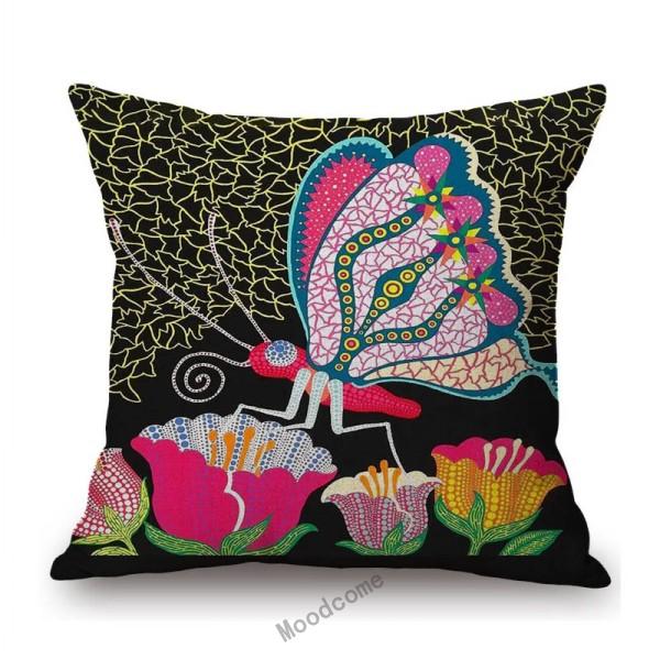 Modern Polka Dots Art Flower Vase Butterfly Pumpkin Yayoi Kasuma Japanese Style Cotton Linen Sofa Pillow Case Car Cushion Cover