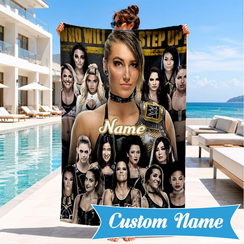Personalisierter Name Wrestling Superstars Collage Strandtuch Mikrofaser Strandtuch, Leicht und Schnelltrocknend, für Sommerreisen, Schwimmbad Geschenk