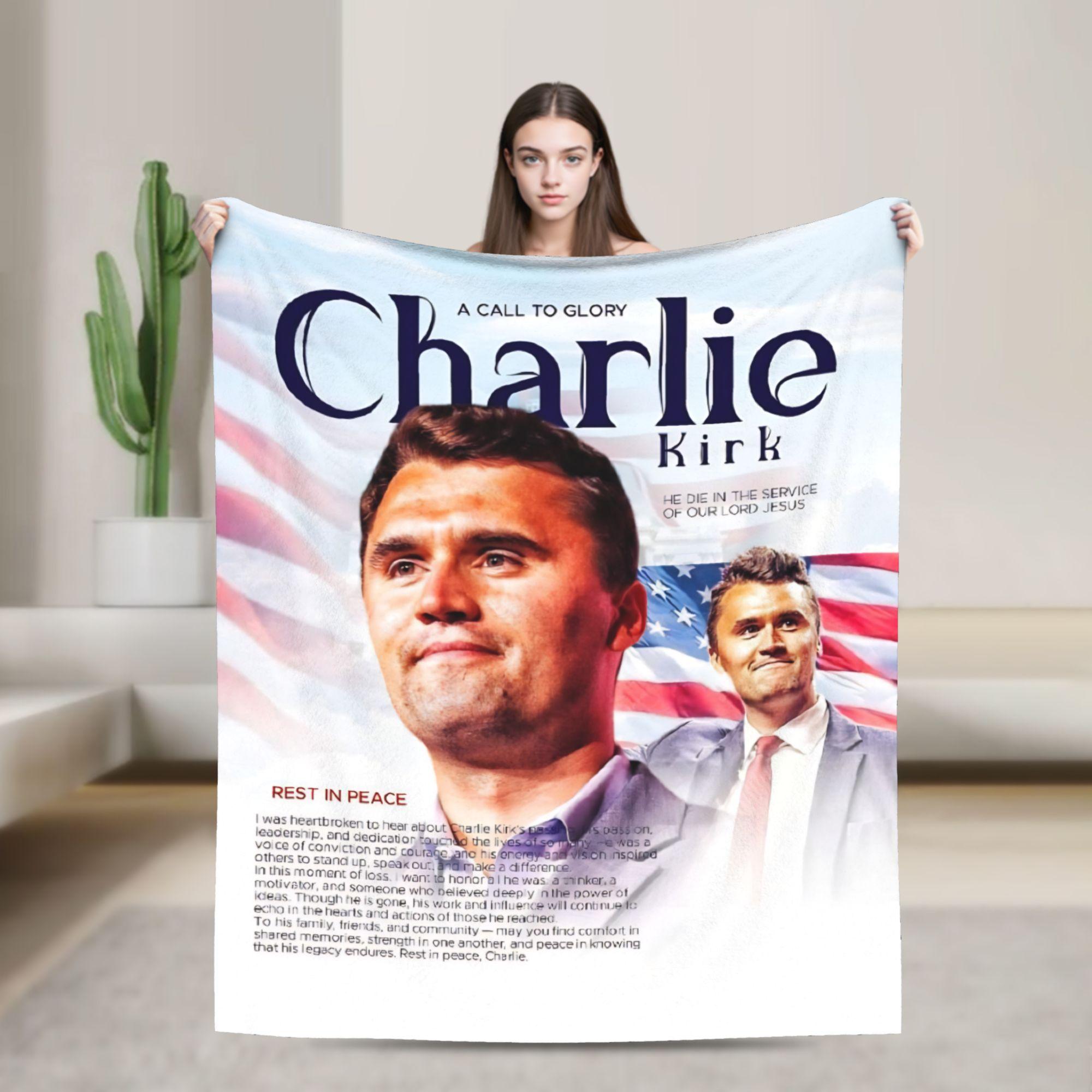

RIP Charlie Kirk Memorial Blanket Fleece Winter A True Patriot Freedom Multifunction Soft Throw Blankets for Couch 75x90cm