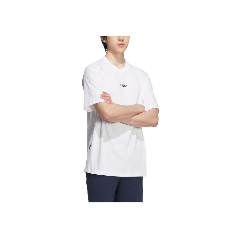 Adidas Solid Color Round Neck Casual Sport Comfortable Breathable Simple Pullover Short Sleeve T-Shirt Men Tops White JC7904