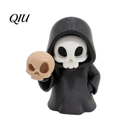 Creative Halloween Design Mini Grim Reaper Statue, 3D Printed Skull Fun Accessories Figurine for Tabletop, Desk, Shelf Home Decor Gothic