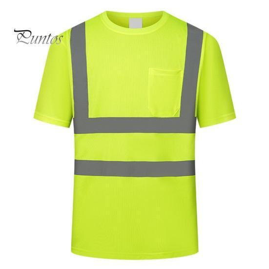 

Мужская светоотражающая одежда с коротким рукавом и круглым вырезом, светоотражающая футболка с сетчатыми вставками, промышленная рабочая одежда XL флуоресцентный желтый
