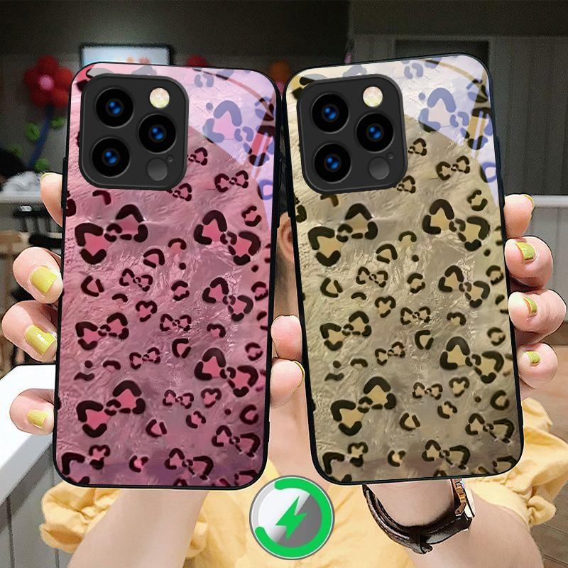 Abstract Leopard Print Suitable For iPhone 16E 17 Pro Max 15 Pro 14 13 Plus 12 Mini 11 16 Air 17Pro Magnetism Glass Phone Case
