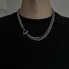 European and American personalized double-layer OT buckle necklace for men and women, simple hip-hop punk thick and thin chain,
