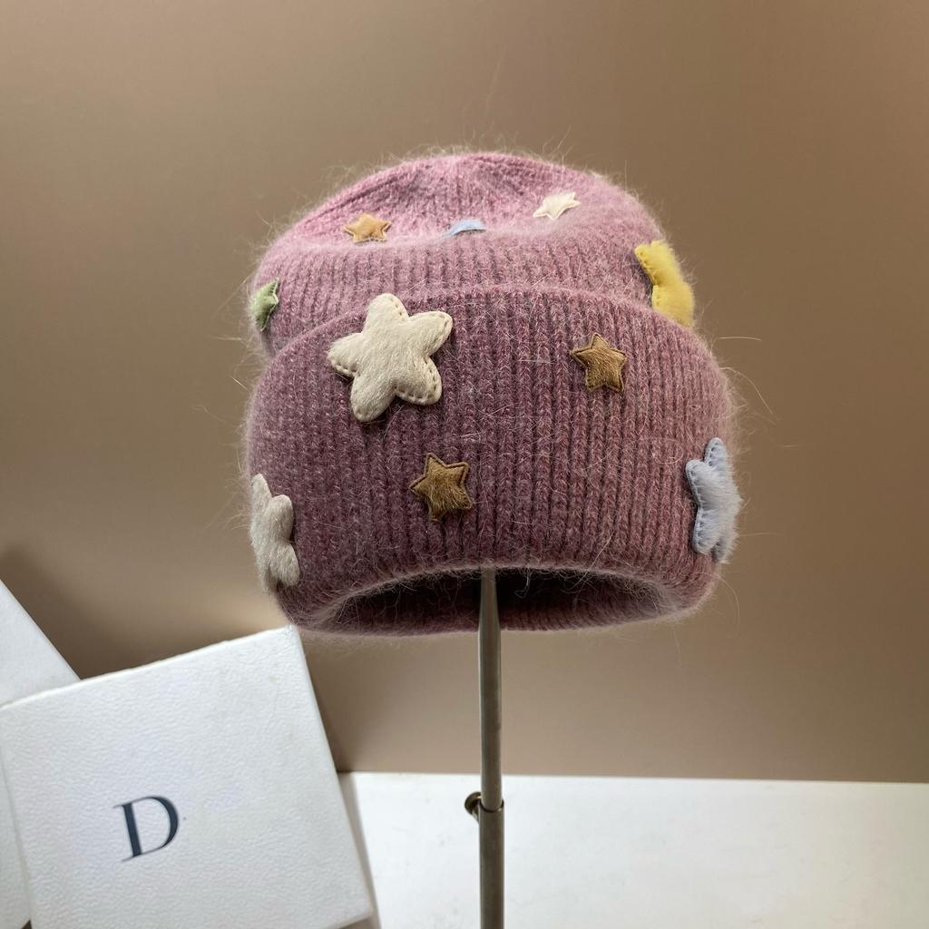 Russia Winter Warm Angora Long Rabbit Hair Knitted Hat Sweet Small Fragrant Soft Waxy Wool Ear Hat