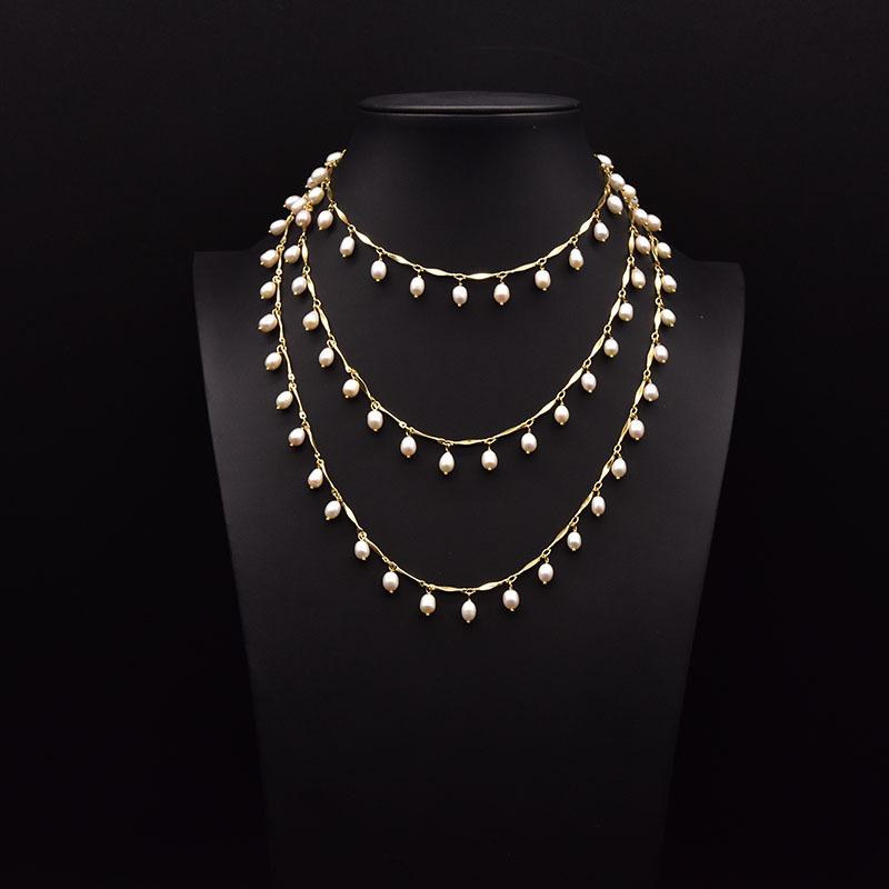 Natural Freshwater Pearl Necklace Women Versatile French Vintage Fashion Light Luxury Elegant Temperament Sweater Chain Pearl