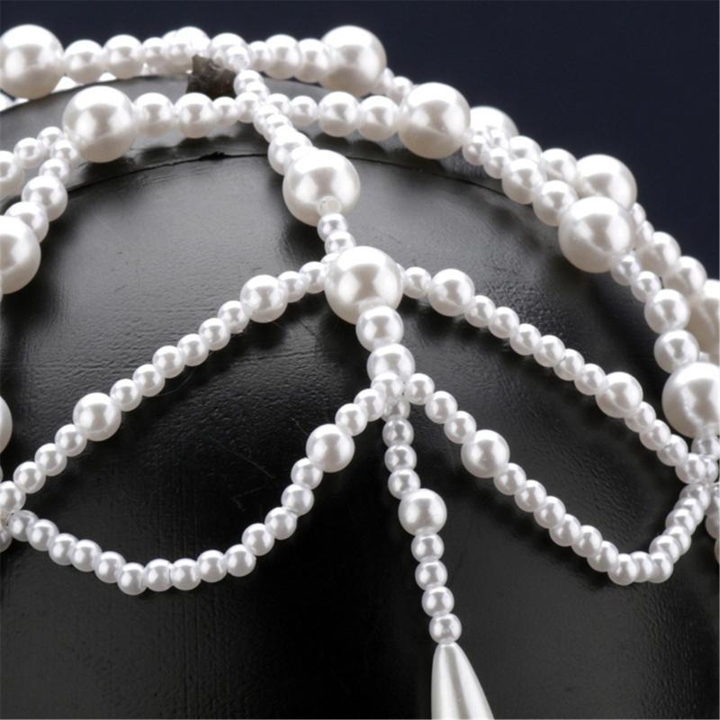 Pearls Tassels Hairpiece Elegant Weddings Headdress Original Handmade Headwear for Weddings and Parties