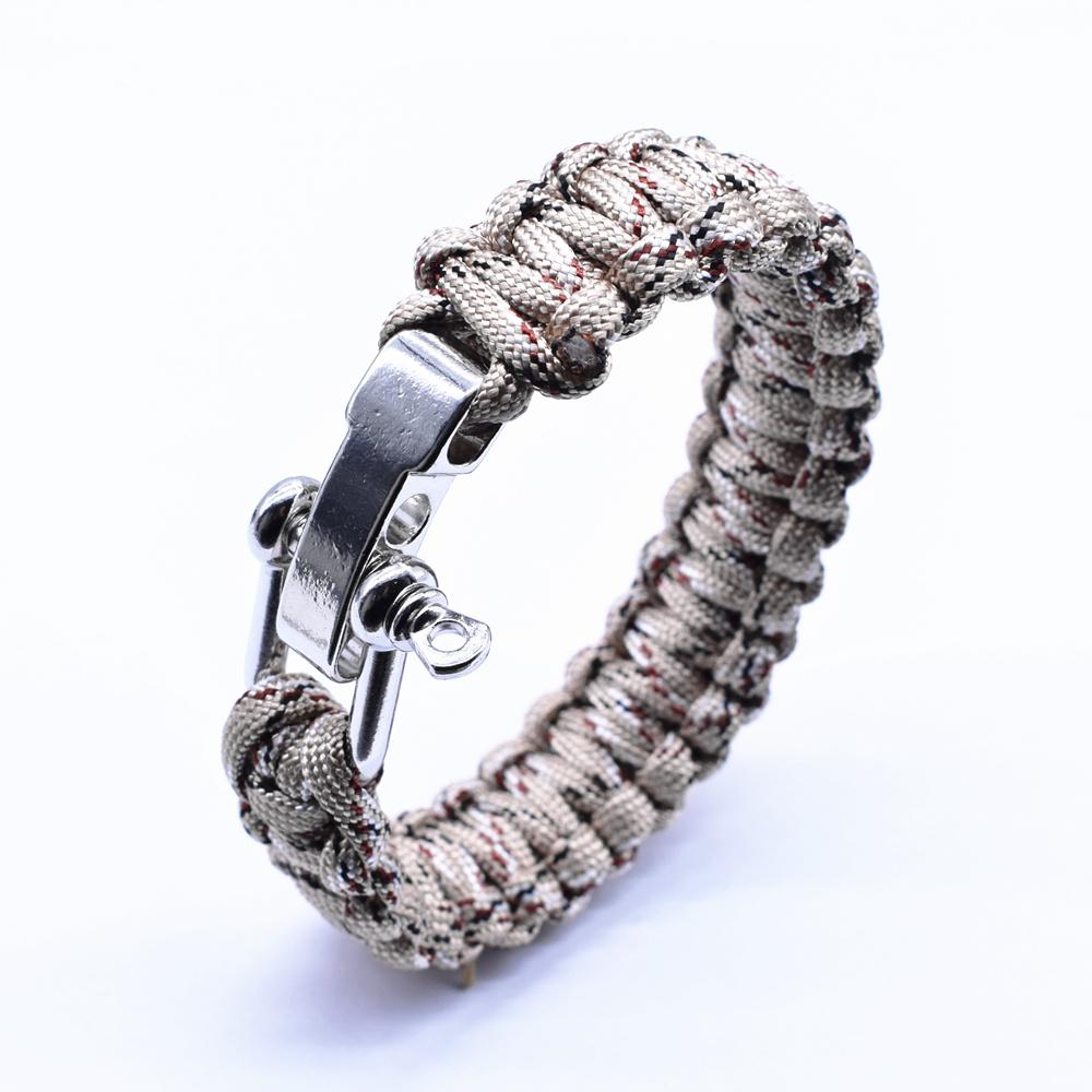 

VOQ Outdoor Sports Climbing Mens Bracelet Adjustable Buckle Paracord Survival Bracelet Handmade Creative Jewelry Gifts 23cm