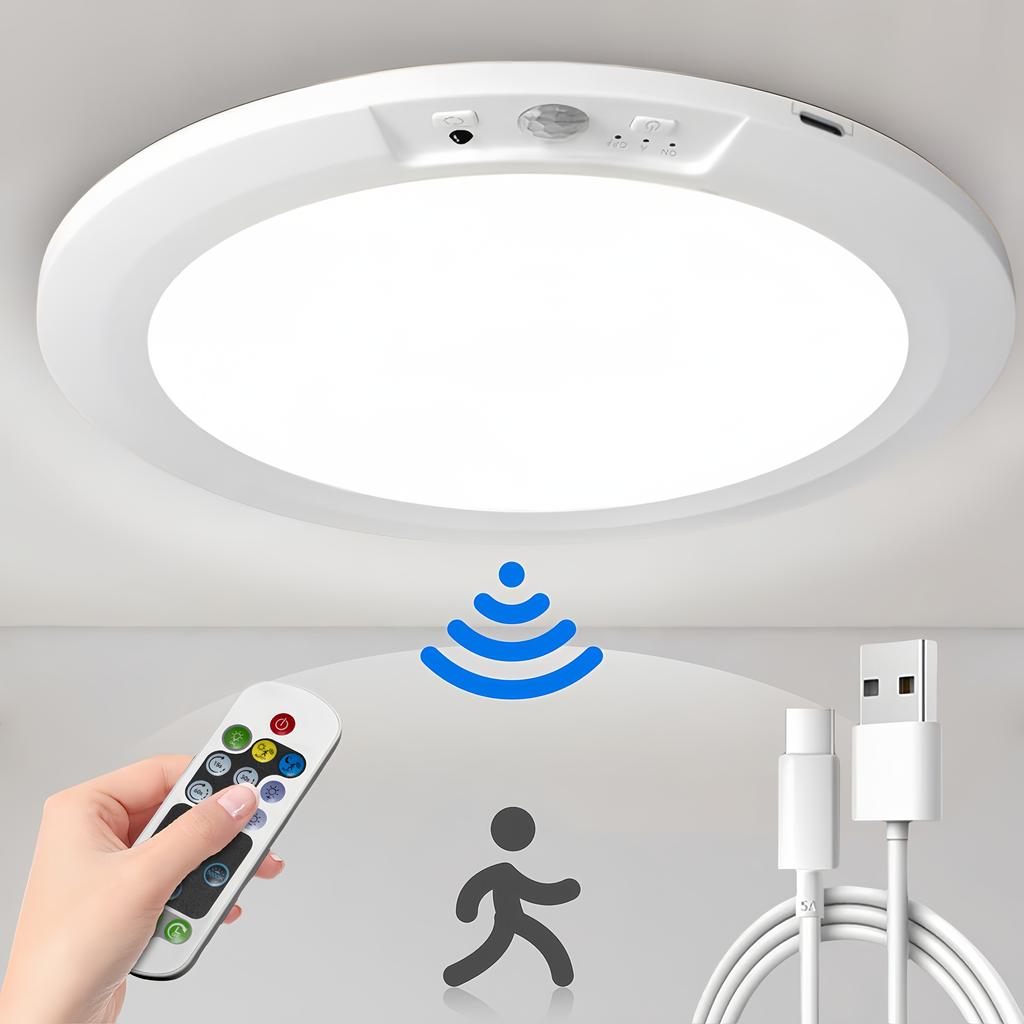 Motion Sensor Rechargeable LED Ceiling Light Round Wireless Security Light for Hallway Stairs Corridor Indoor Home Entryway