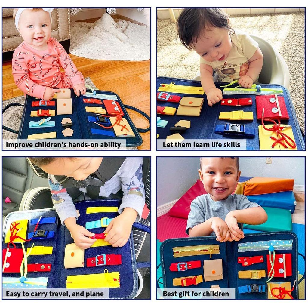 Çocuk Montessori Oyuncakları Bebek Meşgul Panosu Bebek Toka Fermuar Düğme Bağcıklı Eğitim Aracı Oyuncaklar Küçük Çocuklar İçin Duyusal Gelişim Oyunu
