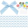50pcs Mini Blue Bows, Premade Satin Ribbon Bows, Vintage Bow Blue Birthday Decorations for Sewing, DIY Crafts, Coquette Themed Party, Wedding