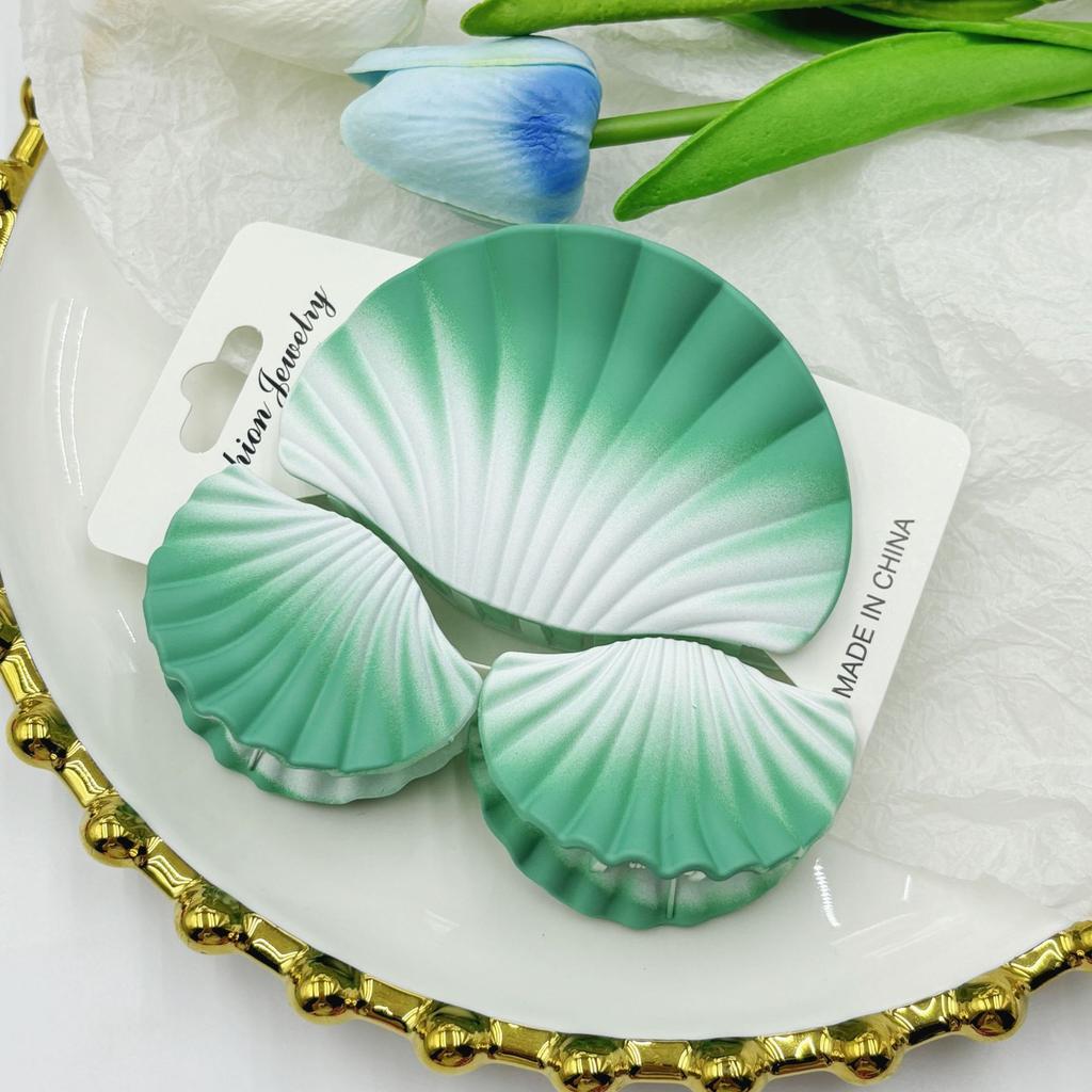 3pcs/set Gradient Dreamy Shell Hair Claw Clips Ocean Beach Conch Hair Clip Seashell Matte Shark Clip Headwear Hair Accessories