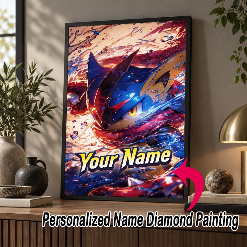 Personalized Greninja Diamond Art Custom Name 5D Diamond Painting Full Drill DIY Craft