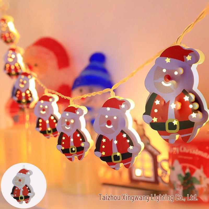 

Christmas String Lights with Wrought Iron Santa Claus, Snowman, and Tree Holiday Decor for Room Atmosphere 2m 10 Lights USB Steady