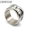 Trendy Shiny Finish Couple Rings for Women & Men Silver Color 316L Stainless Steel Simple Fashion Jewelry
