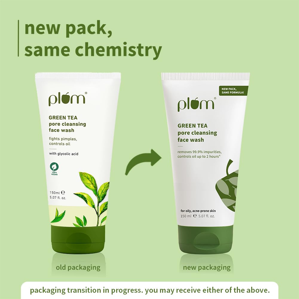 Plum Green Tea Pore Cleansing Face Wash 150ml Pack of 1 | Gentle Exfoliating, Non-Drying, Controls Oil