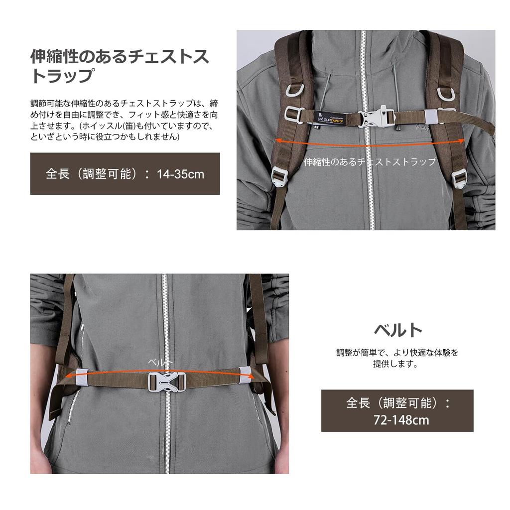 MOUNTAINTOP 40L Lightweight Hiking Backpack with YKK Waterproof Camping Hiking Large Capacity for Outdoor Women and Travel Zipper, Backpack, Rucksack,