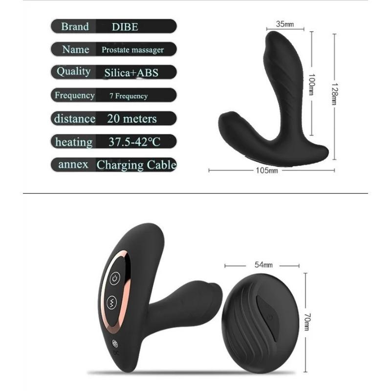 Man 7 Speeds Vibrating Wireless Heating Prostate Massager Anal Sex Toy Waterproof Remote Anal Silicone Vibrator Male Dildo