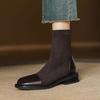 Krazing Po Mikrofaser Flock Winter Runde Zehe Größe 33 Chelsea Boots Größe 43 Reißverschluss Mode Niedrige Absätze Stretch Stiefeletten