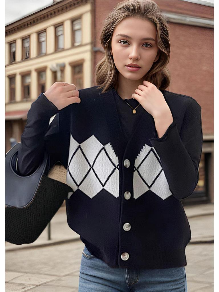 European & American V-Neck Color Block Sleeveless Vest for Autumn/Winter