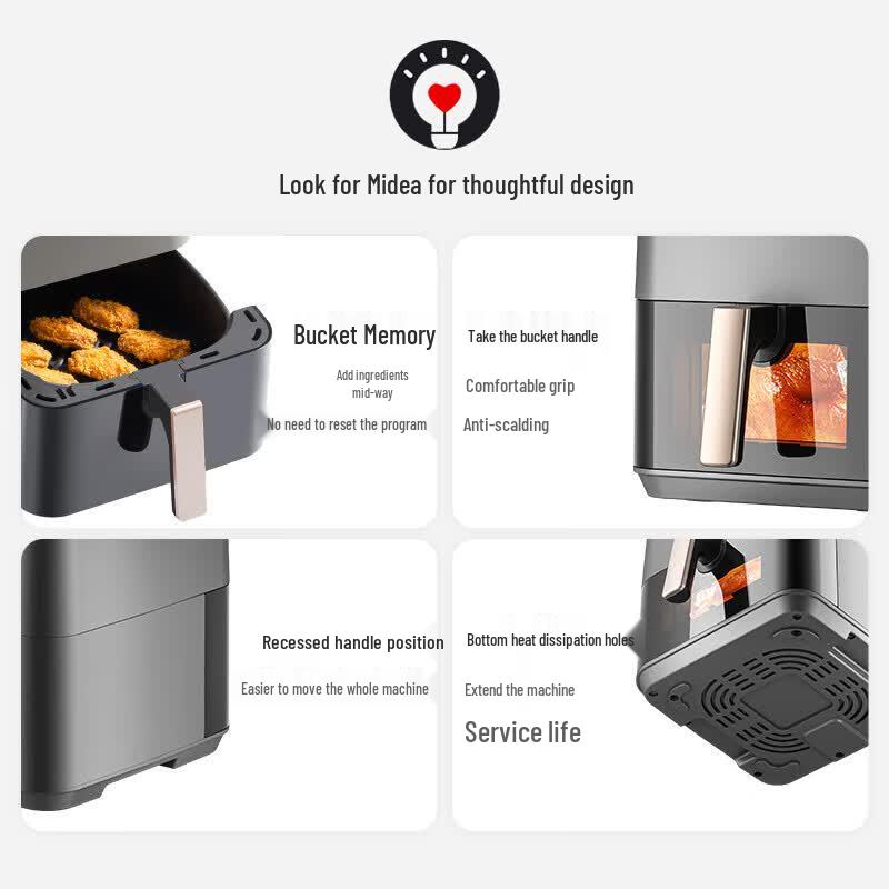 Midea 5.3L Smart Touch Air Fryer Oven Steamer CN Plug (adapter Included)