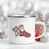 Taza de café esmaltada con estampado navideño, taza creativa para beber, postre, tazas de leche de cacao caliente, tazas para pastel, vasos con asa, regalos de navidad