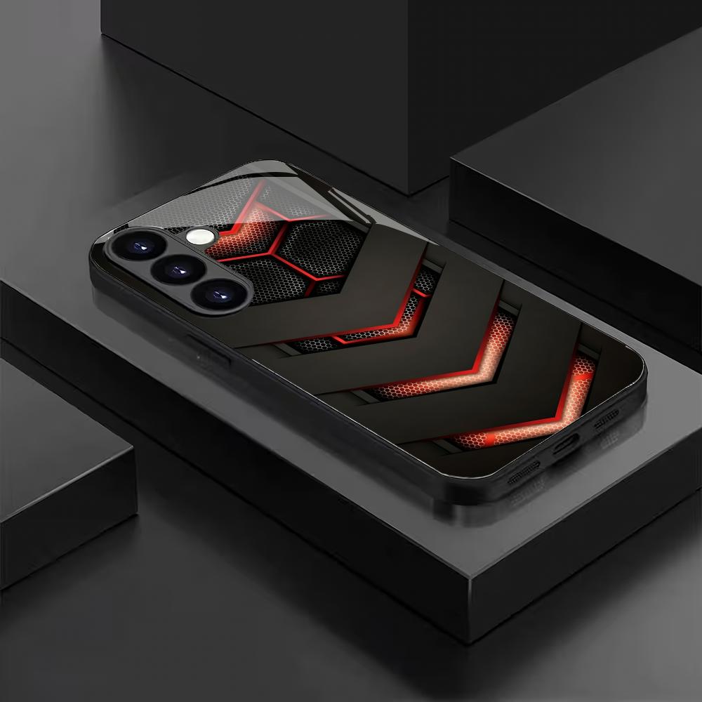 Advanced Fashion Black Glass Phone Case Suitable for Samsung Galaxy S26 S25 S24 S23 S22 S20 FE/Ultra/Plus Anti Drop Back Cover