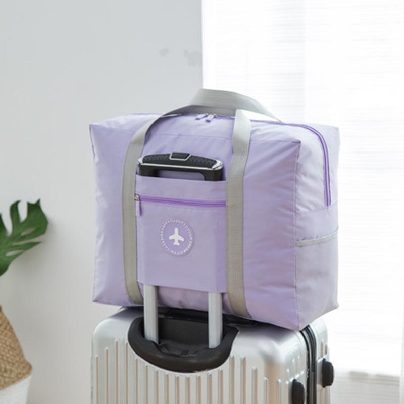 Extra Large Japanese Trolley Bag - Solid Color, Foldable, Round Label, Travel & Quilt Storage