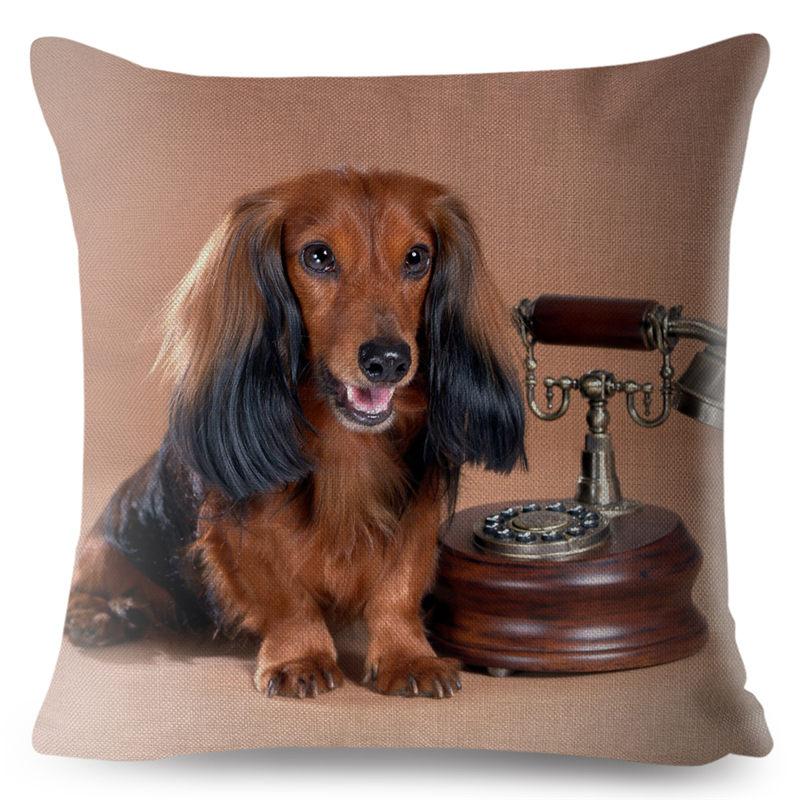 

Милый домашний питомец собака миниатюрная такса принт наволочка 45*45 квадратные наволочки льняная наволочка диван домашний декор наволочки 18x18in 45x45cm