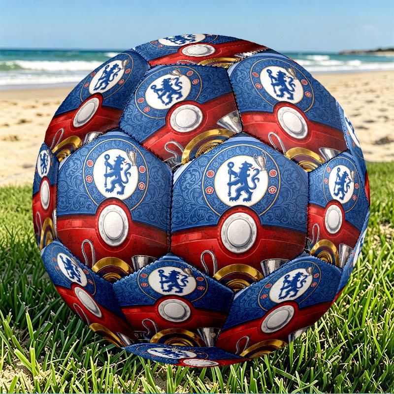 Chelsea Football Club Print Size 5 Soccer Ball, PU Wear Resistant Football for Match Training and Daily Practice, Birthday Gift for Soccer Fans