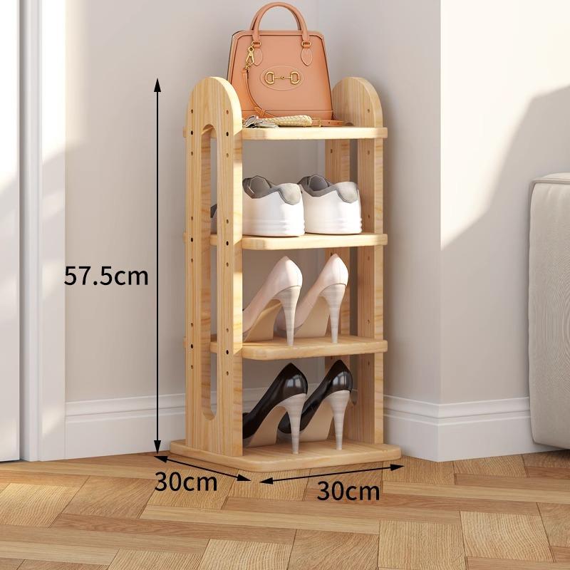 Adjustable Solid Wood Shoe Rack - Slim Entryway Organizer for Small Spaces Multi-Tier Storage Shelf for Dorms/Apartments &Closet