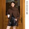 Women's Retro Elegant Wool Blend Coat with Scarf